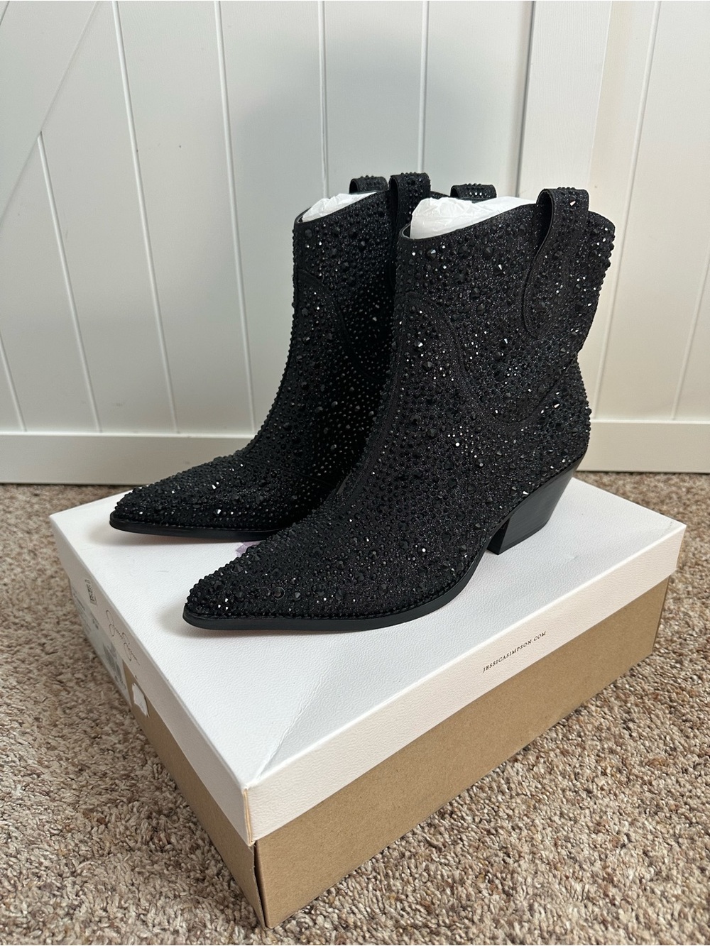 Jessica Simpson Tamira2 Black Rhinestone Western Cowboy Boots Women’s 9.5